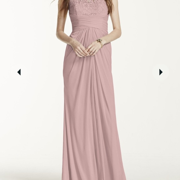 David's Bridal Dresses & Skirts - David’s Bridal Bridesmaid Dress Style F15749 Sleeveless Mesh Long in Cameo Color